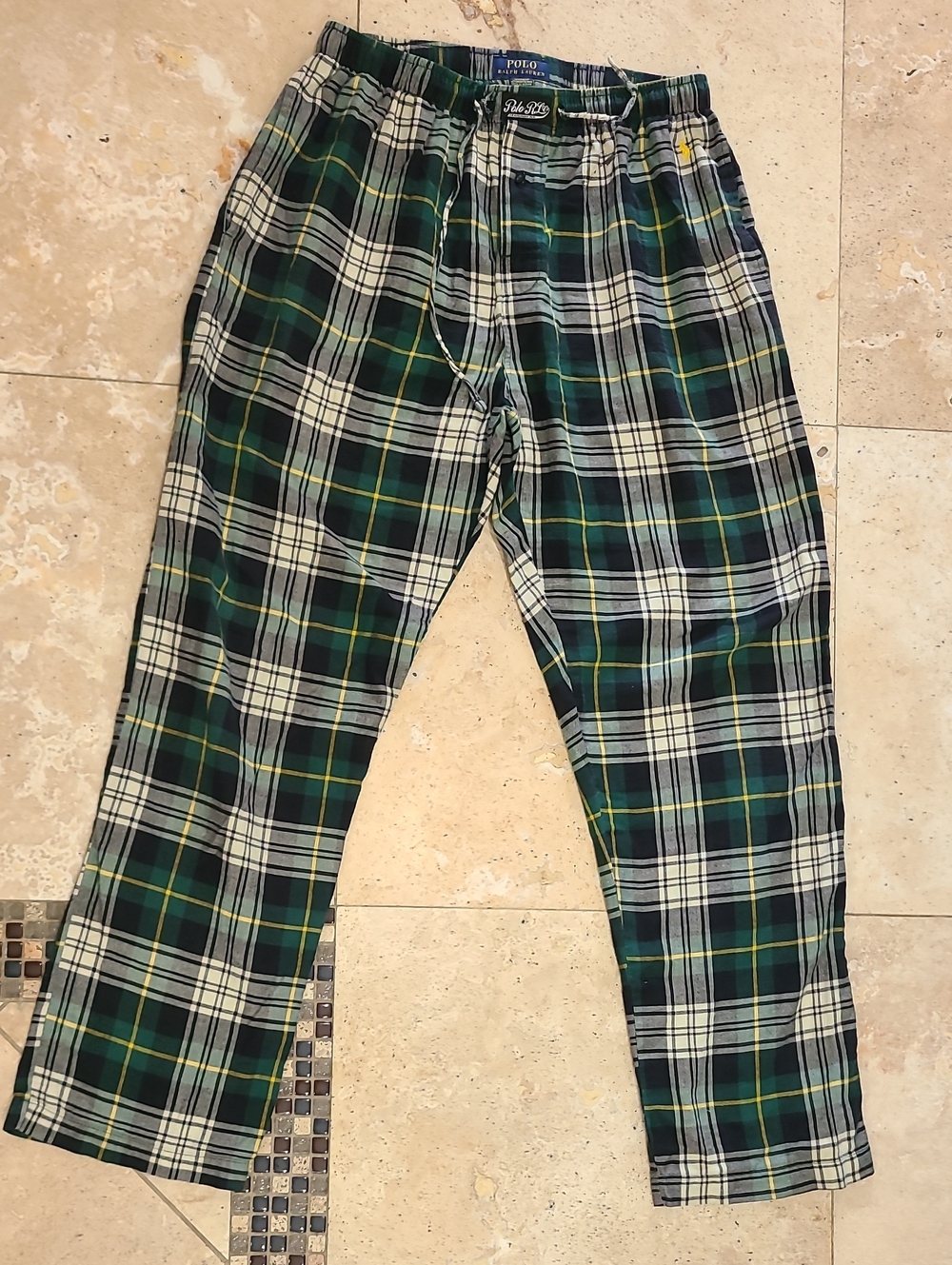 Polo by Ralph Lauren Green and Cream Plaid Lounge Pants - Picture 1 of 6
